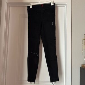 SPANX Distressed Black Jeggings Size Small Worn Once